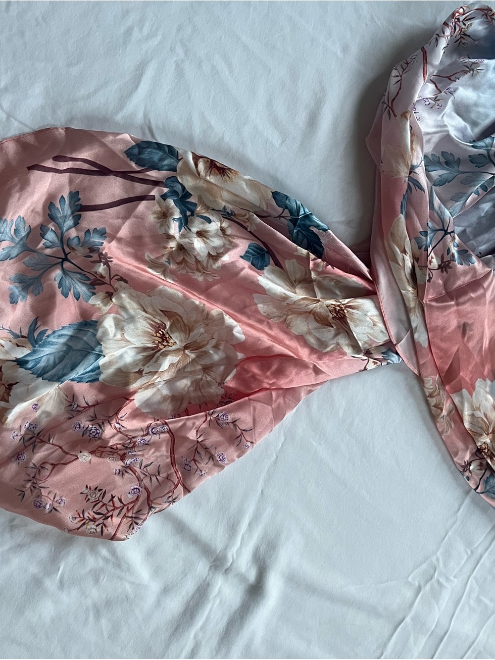 Wealish Pink Japanese Print Large Silk Scarf/Shawl